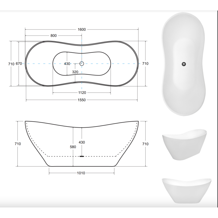 Baignoire îlot VIYA GLAM GOLDEN 160 x 70 cm Baignoire îlot VIYA GLAM GOLDEN 160 x 70 cm