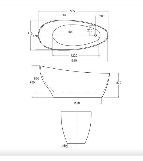 Baignoire îlot KEYA 165 x 70 cm