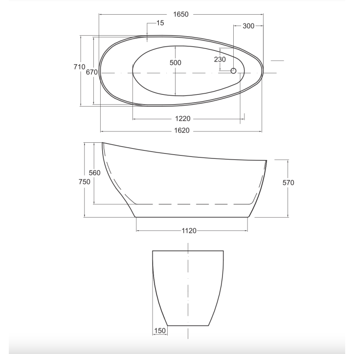 Baignoire îlot KEYA 165 x 70 cm