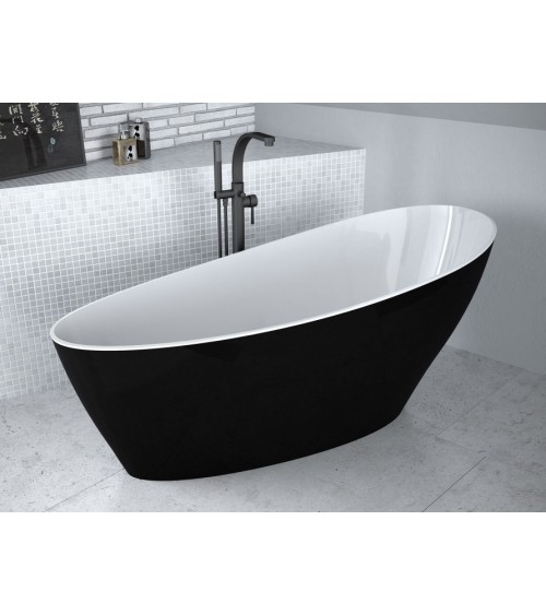 Baignoire îlot KEYA bicolore:noir/blanc 165 x 70 cm