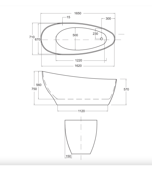 Baignoire îlot KEYA GLAM SILVER 165 x 70 cm