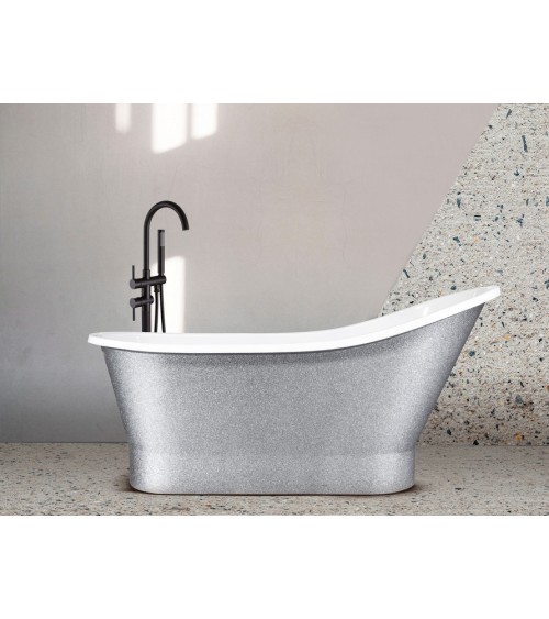 Baignoire îlot GLORIA GLAM SILVER 150x66 cm/160x68 cm