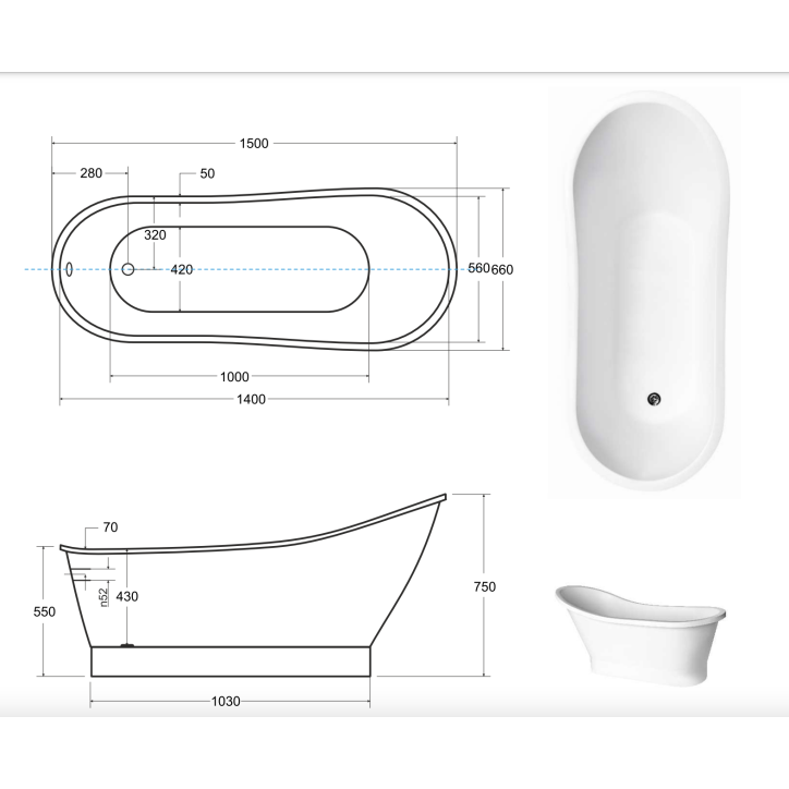 Baignoire îlot GLORIA GLAM SILVER 150x66 cm/160x68 cm Baignoire îlot GLORIA GLAM SILVER 150x66 cm/160x68 cm