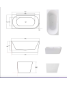Baignoire ZOYA angle droit 150x75 cm/170x80 cm