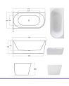 Baignoire ZOYA angle droit 150x75 cm/170x80 cm