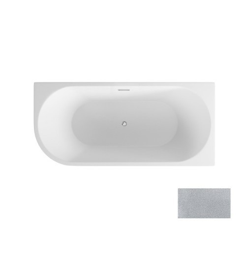 Baignoire îlot ZOYA GLAM SILVER angle droit 150x75 cm/170x80 cm