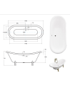 Baignoire îlot AMELIA GLAM SILVER 190 x 77 cm