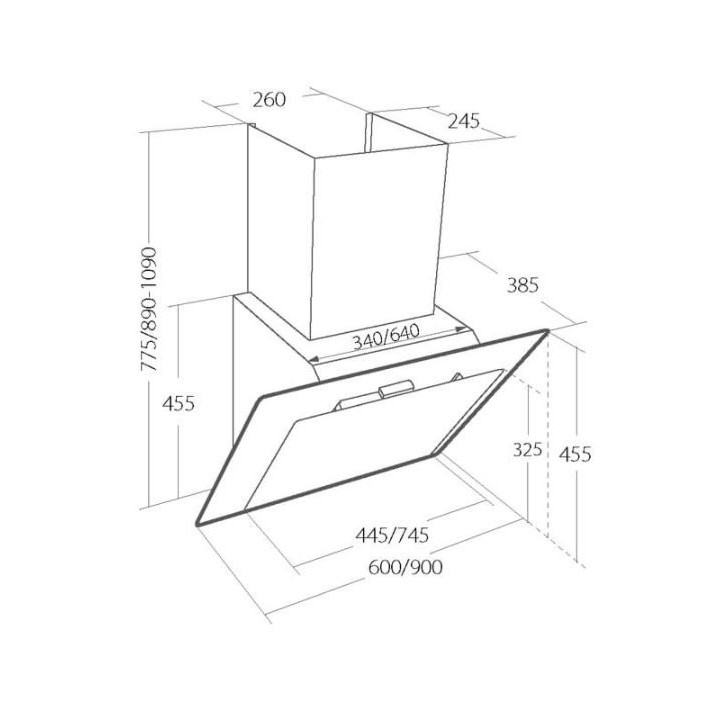 PALTAN ZWART 60 cm afzuigkap