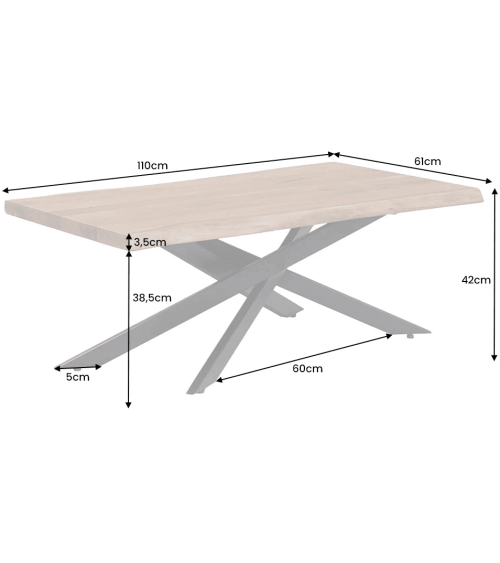 Table basse MAMMUT en bois d'acacia 110 cm