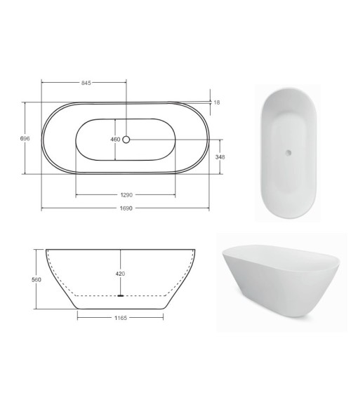Baignoire îlot MOYA 170 x 70cm