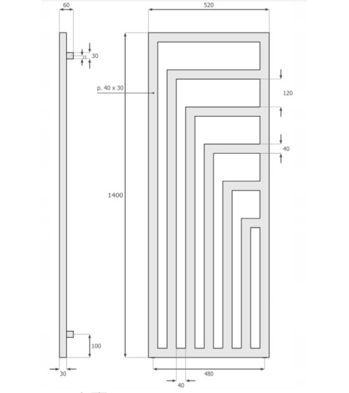 Radiateur eau chaude LIRA  760 W