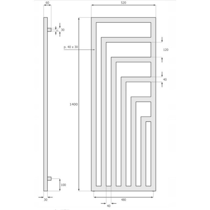 Radiateur eau chaude LIRA 760 W Radiateur eau chaude LIRA 760 W