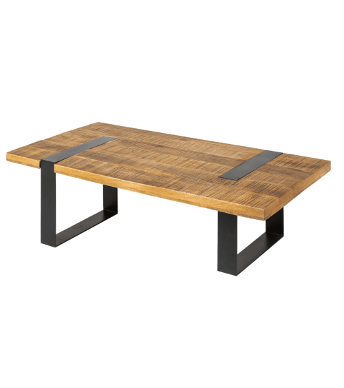 Table basse IRON CRAFT en bois de manguier de 100 cm