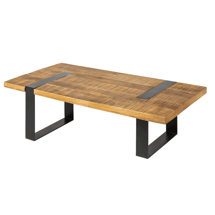 Table basse IRON CRAFT en bois de manguier de 100 cm