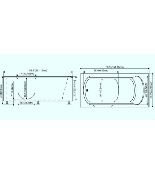 Baignoire à porte KASTRAKI 151x75x61 cm droit ou gauche