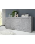 Buffet 2 portes 3 tiroirs BASIC finition béton 210 cm