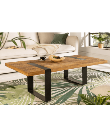 Table basse IRON CRAFT en bois de manguier de 100 cm