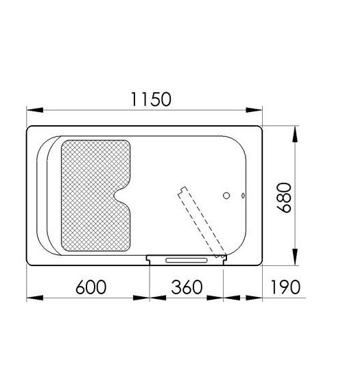 Baignoire à porte EUGENIE 115x68x90 cm