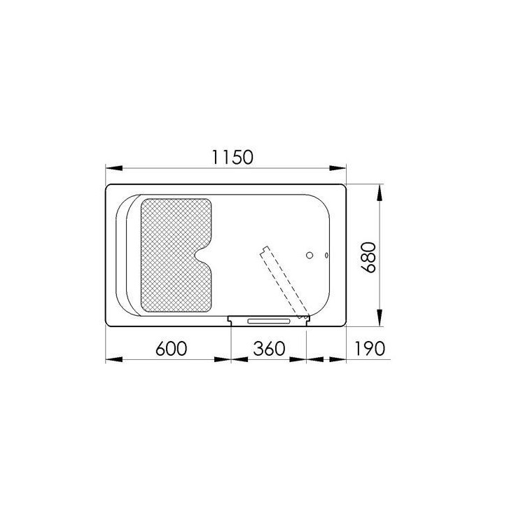 Baignoire à porte EUGENIE 115x68x90 cm
