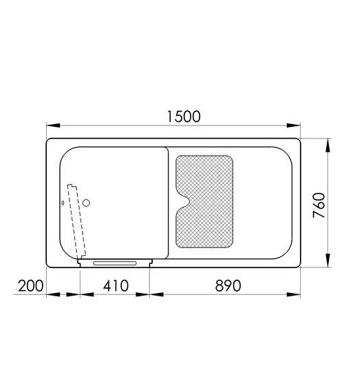 Baignoire à porte îlot AMELIE 160x75x70 cm