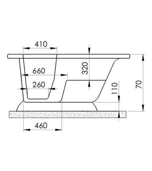 Baignoire à porte îlot AMELIE 160x75x70 cm