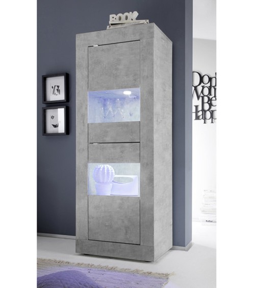 Colonne-vitrine 2 portes BASIC finition béton 61x162 cm