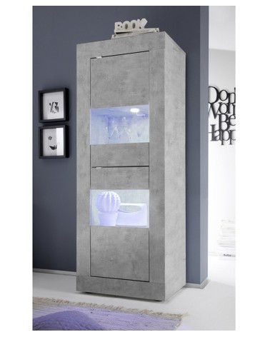 Colonne-vitrine 2 portes BASIC finition béton 61x162 cm