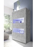 Vitrine 4 portes BASIC finition béton 102/162/43 cm