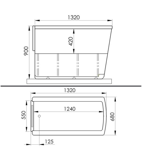 Baignoire à porte ROSALIE 130x68x90 cm