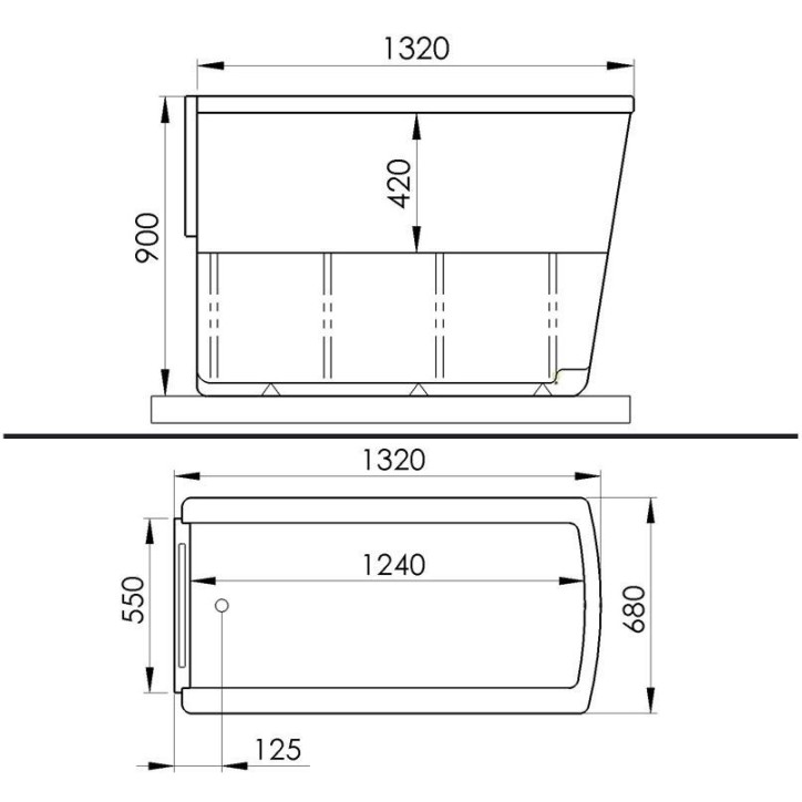 Baignoire à porte ROSALIE 130x68x90 cm