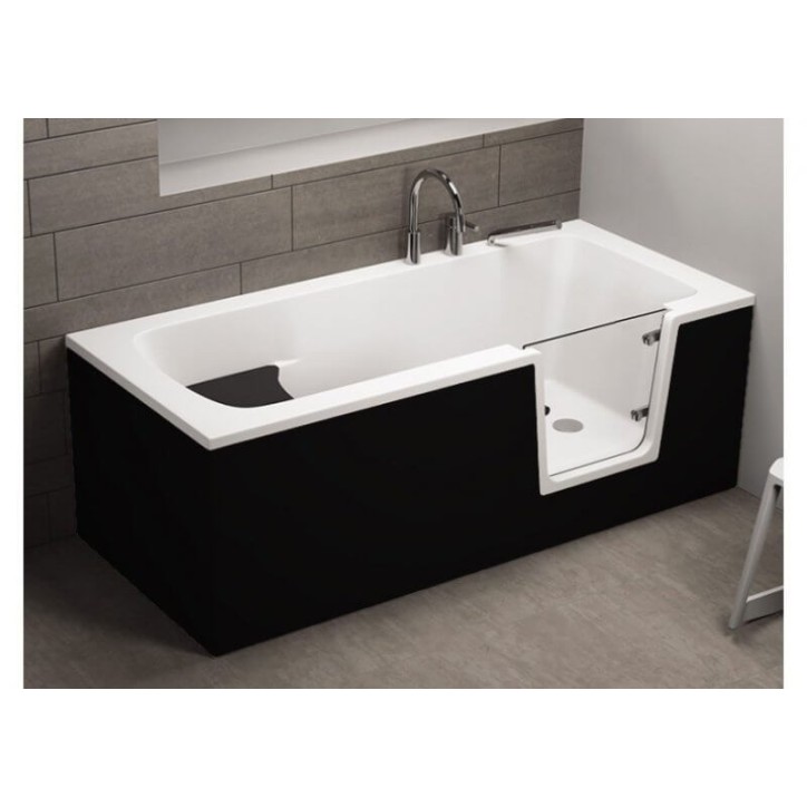 Baignoire à porte ADELAIDE NOIR 160/170/180x75/80x54 cm