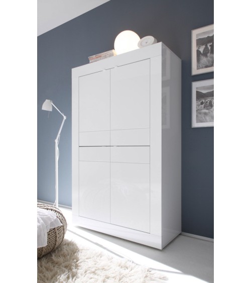 Argentier 4 portes BASIC finition Blanc laqué 102x163 cm