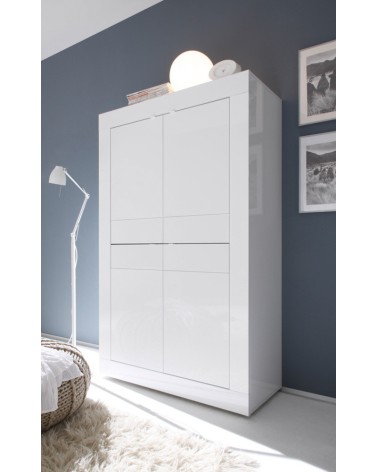 Argentier 4 portes BASIC finition Blanc laqué 102x163 cm
