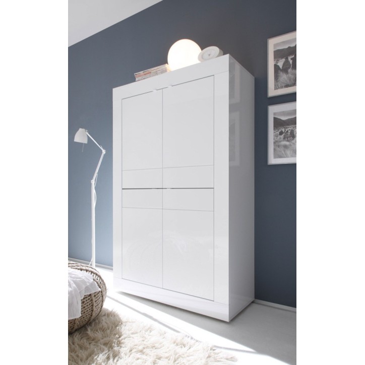 Argentier 4 portes BASIC finition Blanc laqué 102x163 cm