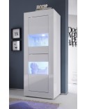 Colonne-vitrine 2 portes BASIC finition blanc laqué 61x162 cm