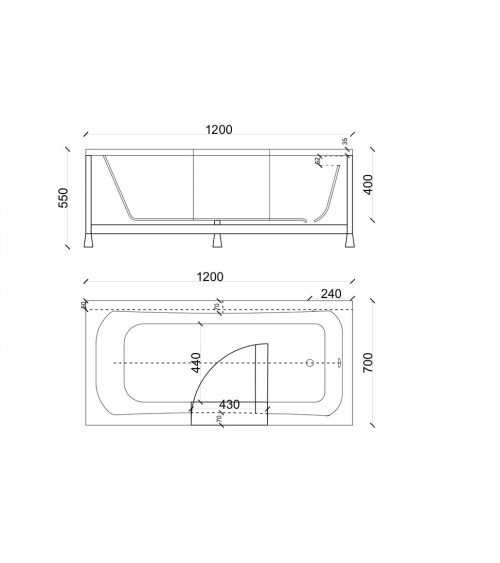 Baignoire à porte PERFECTION 120x70x55cm