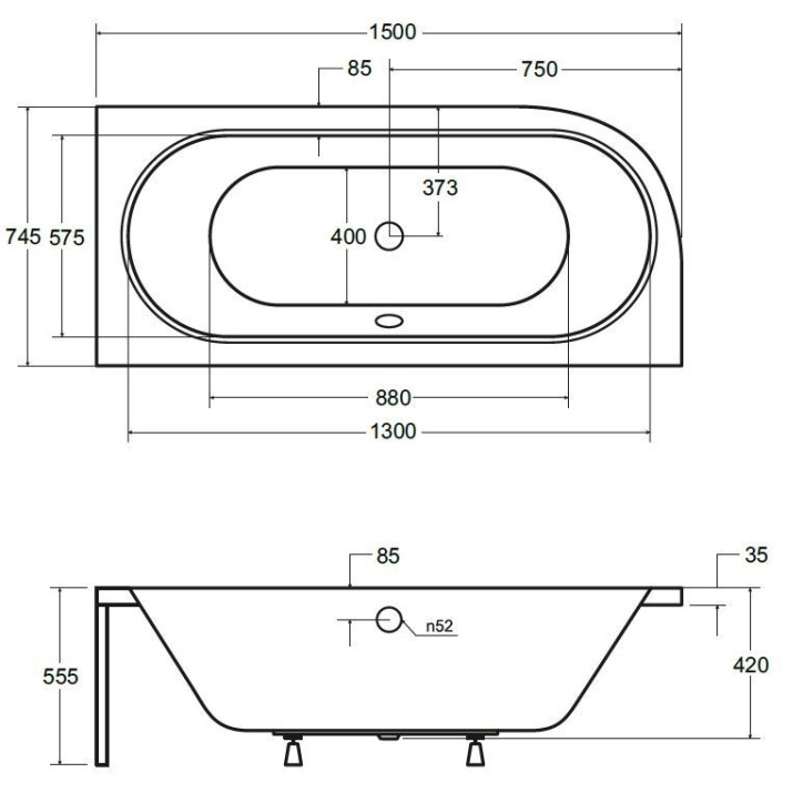 Baignoire HILIO DROITE avec tablier 150/160/170/180 Baignoire HILIO DROITE avec tablier 150/160/170/180