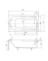 Baignoire BONA 150x70 cm avec tablier réversible