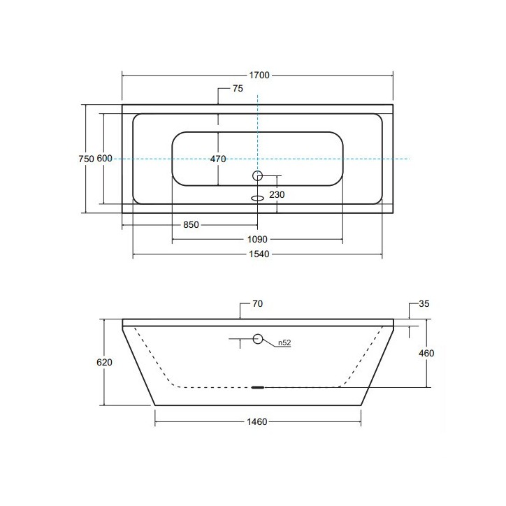 Baignoire QUADRO 170/175/180/190 cm