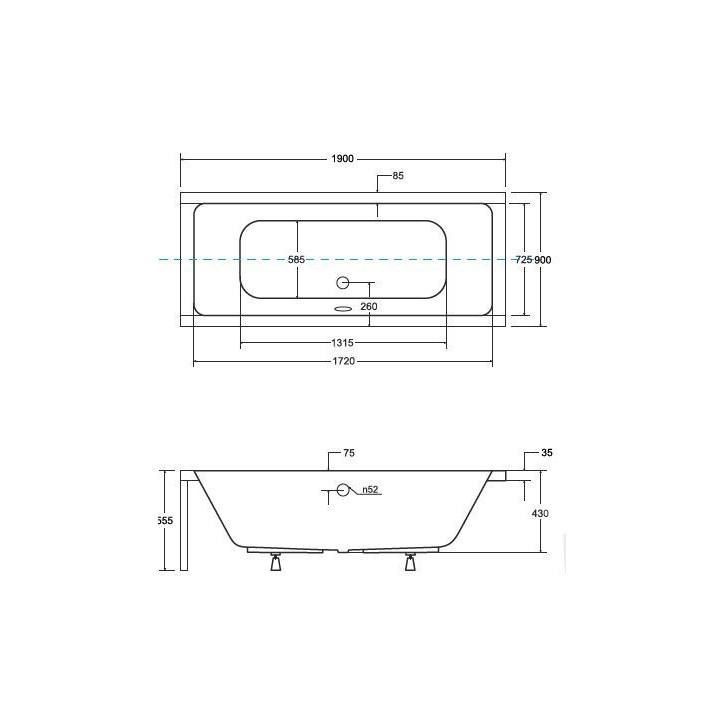 Baignoire QUADRO 170/175/180/190 cm