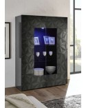 Vitrine 2 portes LUTHER anthracite 121x166 cm