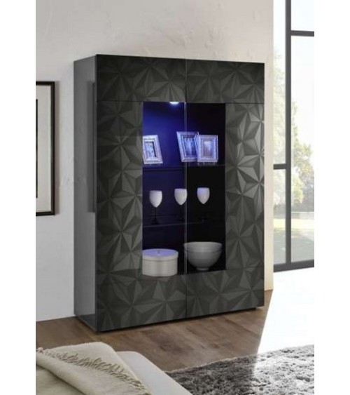 Vitrine 2 portes LUTHER anthracite 121x166 cm