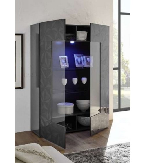 Vitrine 2 portes LUTHER anthracite 121x166 cm