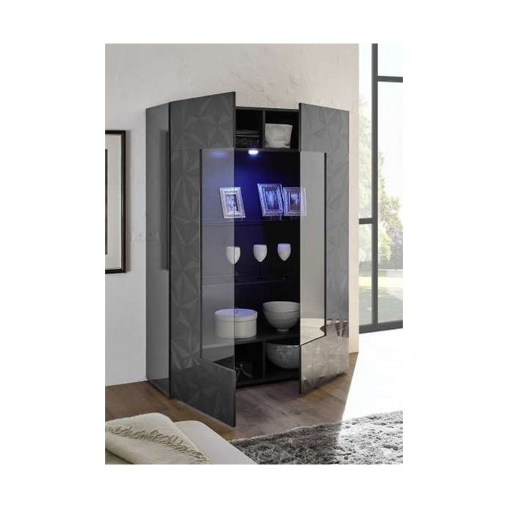 Vitrine 2 portes LUTHER anthracite 121x166 cm Vitrine 2 portes LUTHER anthracite 121x166 cm