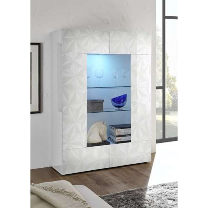 Vitrine 2 portes LUTHER en blanc 121x166 cm Vitrine 2 portes LUTHER en blanc 121x166 cm