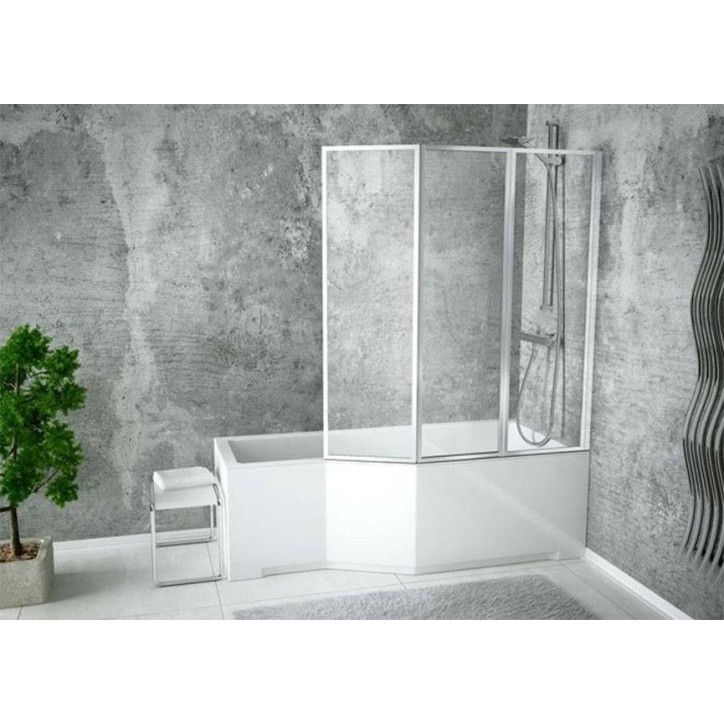 Baignoire asymétrique INTEGRA 150/170 cm x 75 cm + pare baignoire