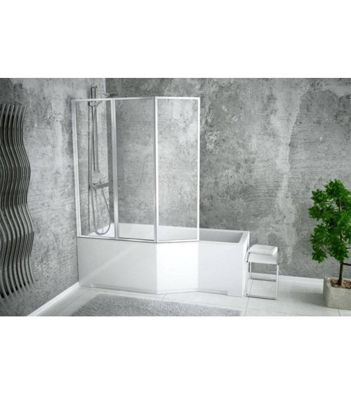 Baignoire asymétrique INTEGRA 150/170 cm x 75 cm + pare baignoire
