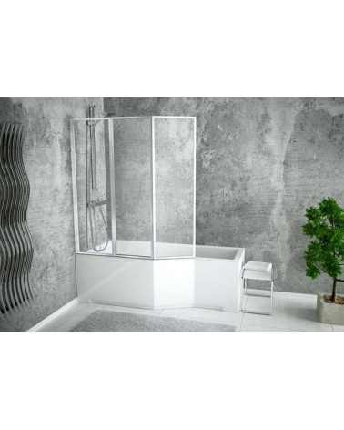 Baignoire asymétrique INTEGRA 150/170 cm x 75 cm + pare baignoire