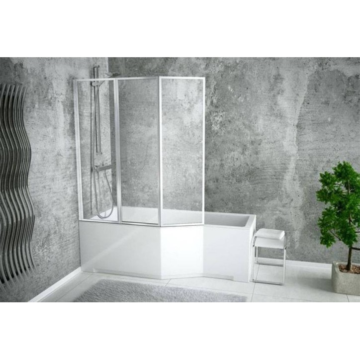Baignoire asymétrique INTEGRA 150/170 cm x 75 cm + pare baignoire