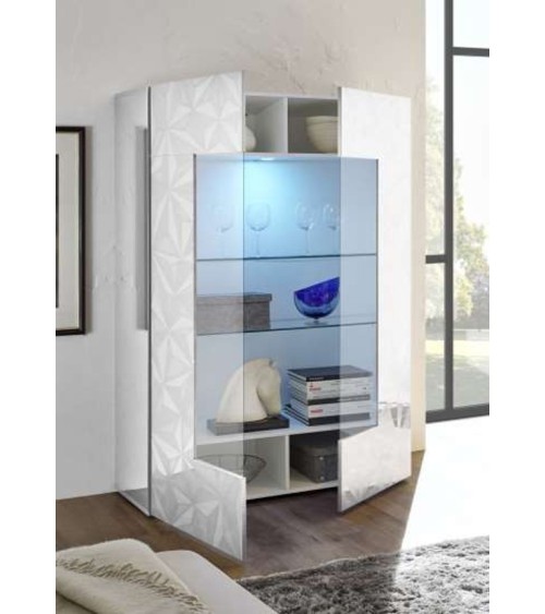 Vitrine 2 portes LUTHER en blanc 121x166 cm